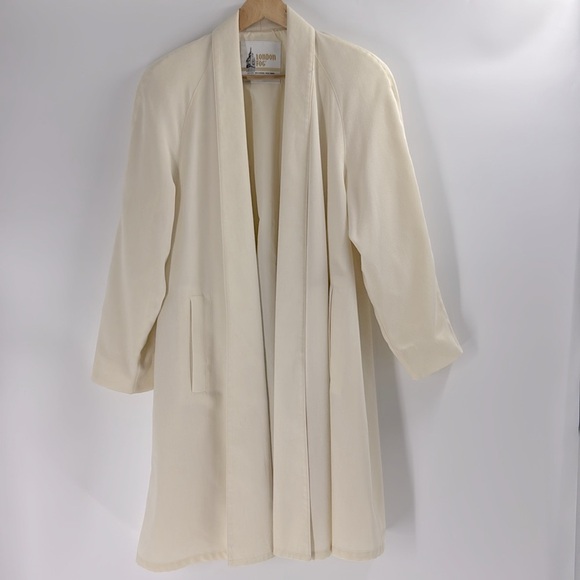 London fog coat cream shawl collar drape front close midi length  Size 6 - Picture 1 of 15